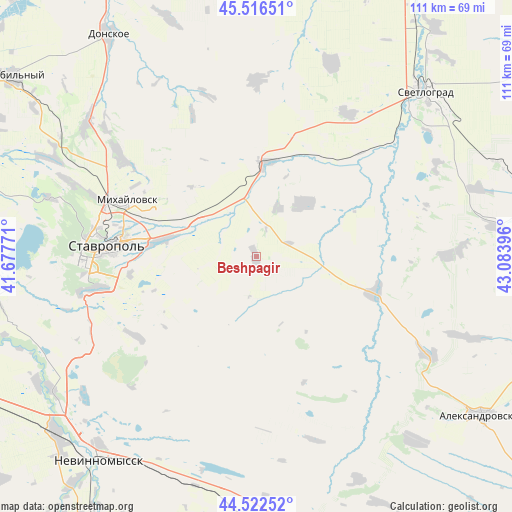 Beshpagir on map