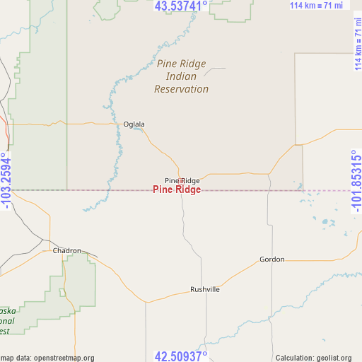 Pine Ridge on map