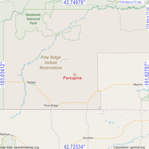 Porcupine on map