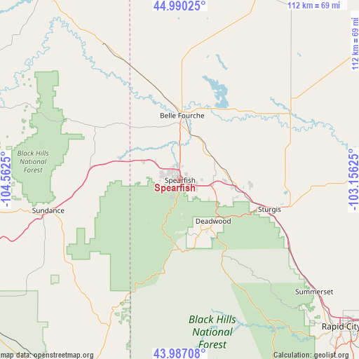 Spearfish on map