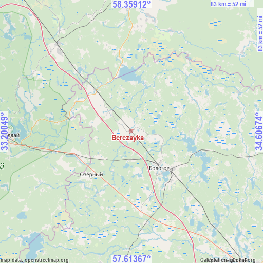Berezayka on map