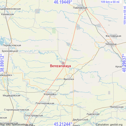Berezanskaya on map