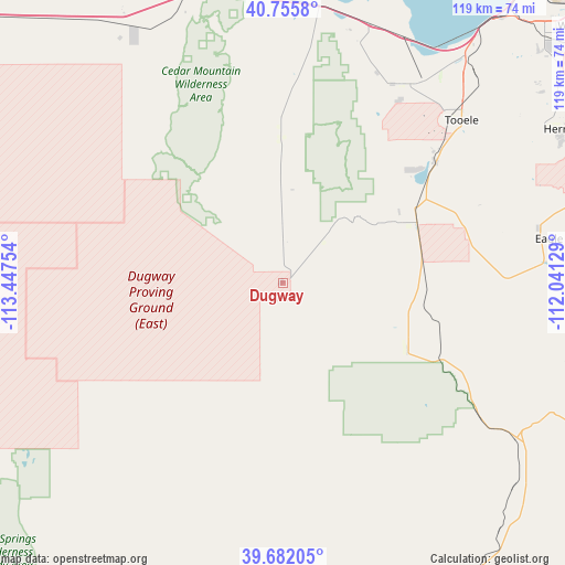 Dugway on map