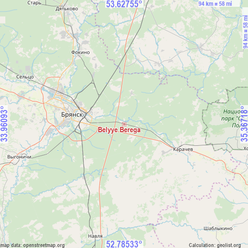 Belyye Berega on map