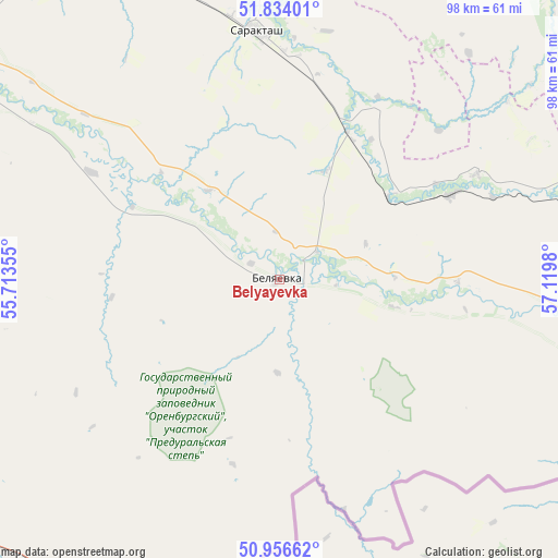 Belyayevka on map