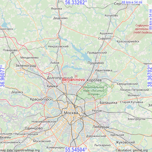 Belyaninovo on map