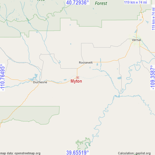 Myton on map