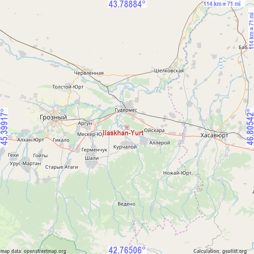 Ilaskhan-Yurt on map
