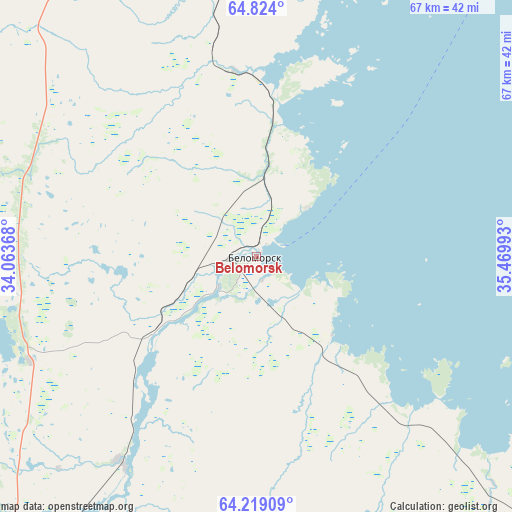 Belomorsk on map