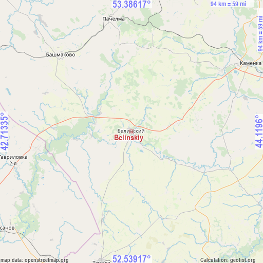 Belinskiy on map