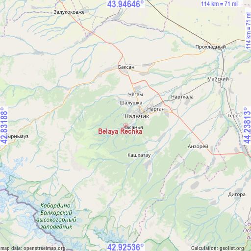 Belaya Rechka on map