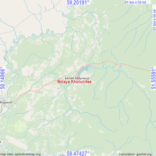Belaya Kholunitsa on map