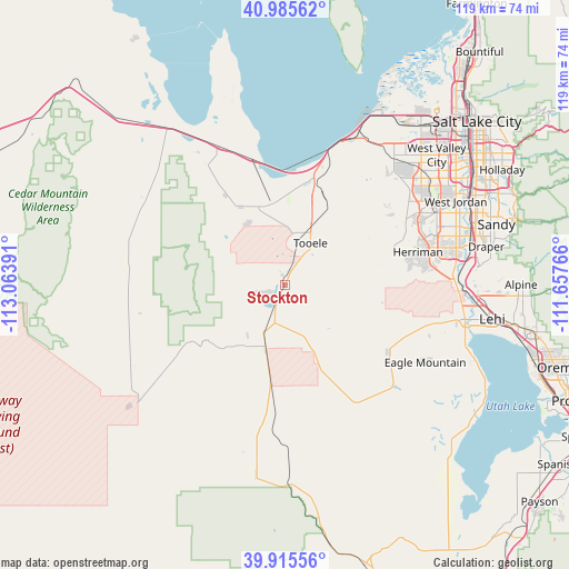 Stockton on map