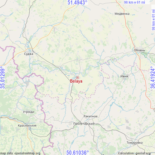 Belaya on map