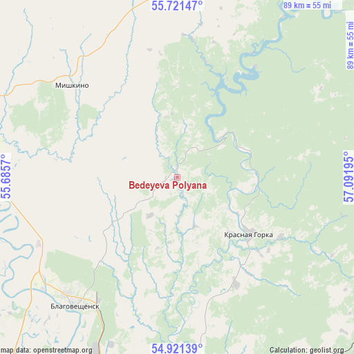 Bedeyeva Polyana on map
