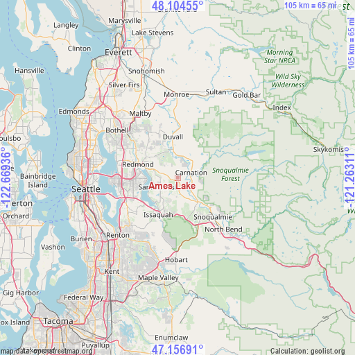Ames Lake on map