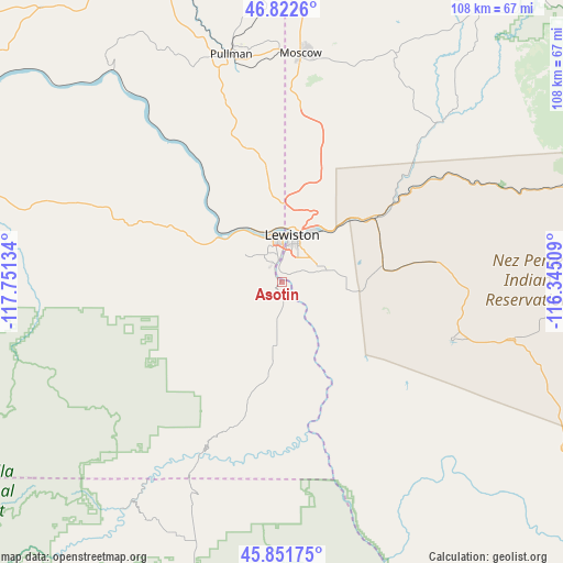 Asotin on map