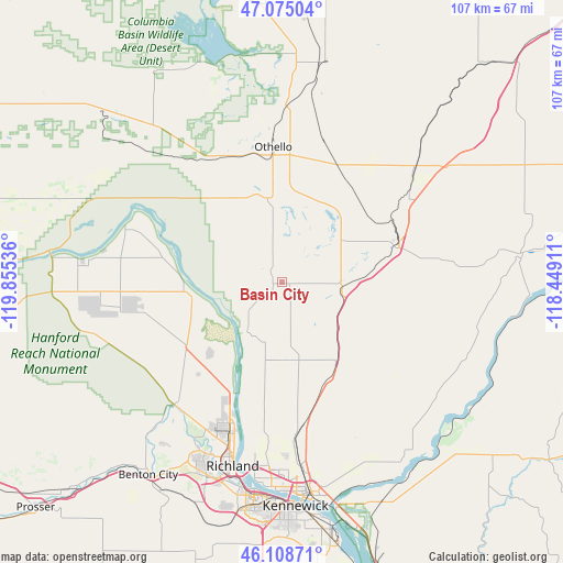 Basin City on map