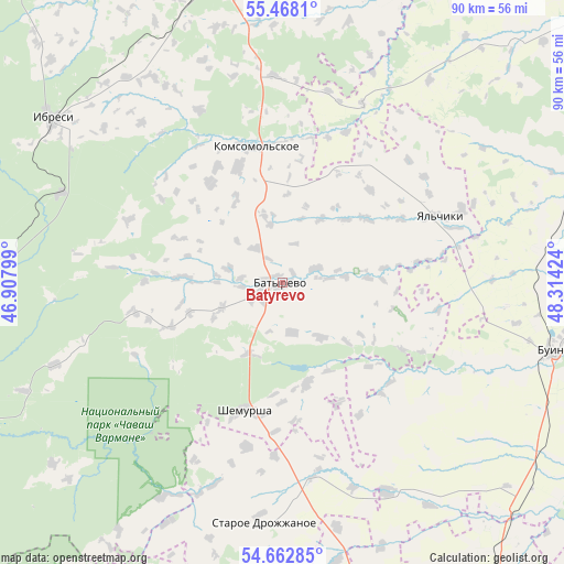 Batyrevo on map