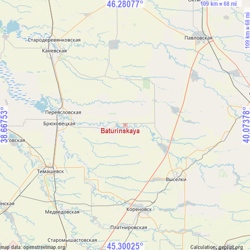 Baturinskaya on map