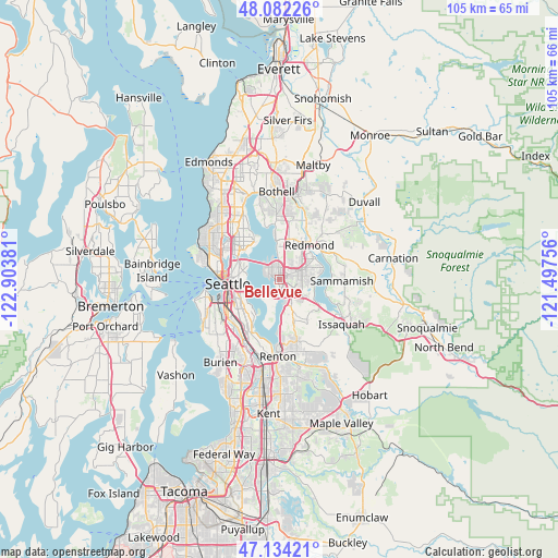 Bellevue on map