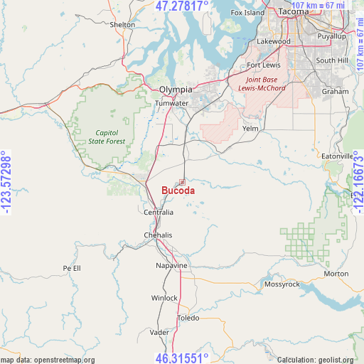 Bucoda on map
