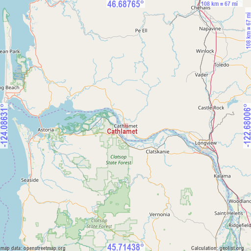 Cathlamet on map