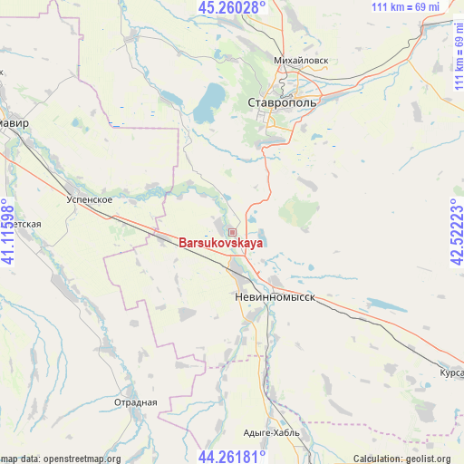 Barsukovskaya on map