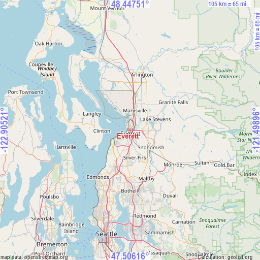 Everett on map