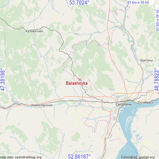 Balasheyka on map