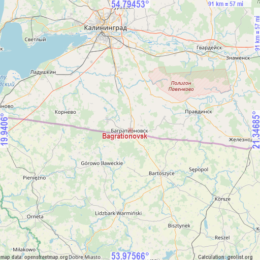 Bagrationovsk on map