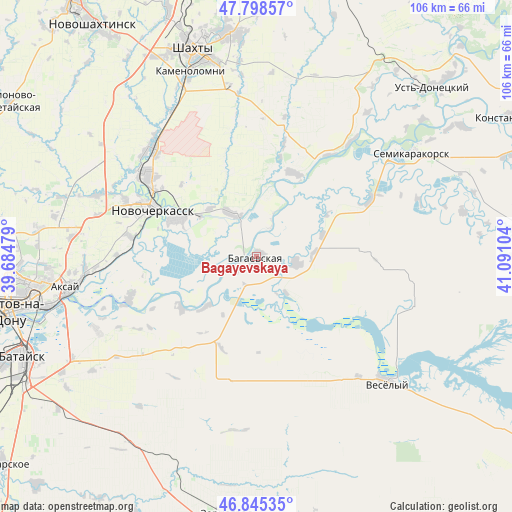 Bagayevskaya on map