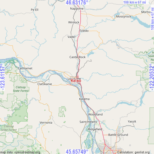 Kelso on map