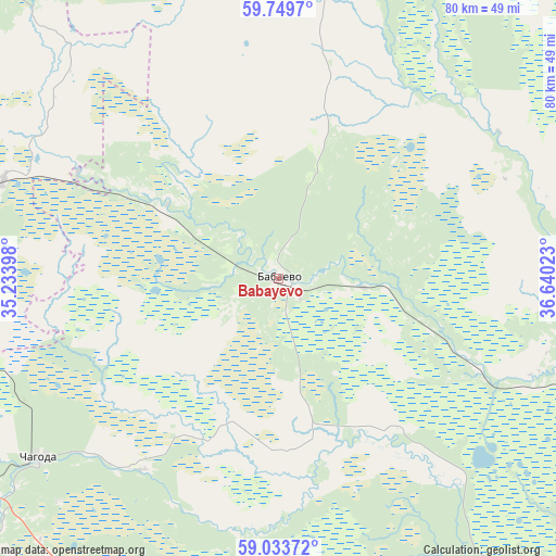 Babayevo on map