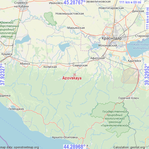 Azovskaya on map