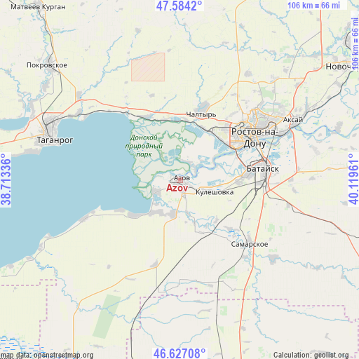 Azov on map