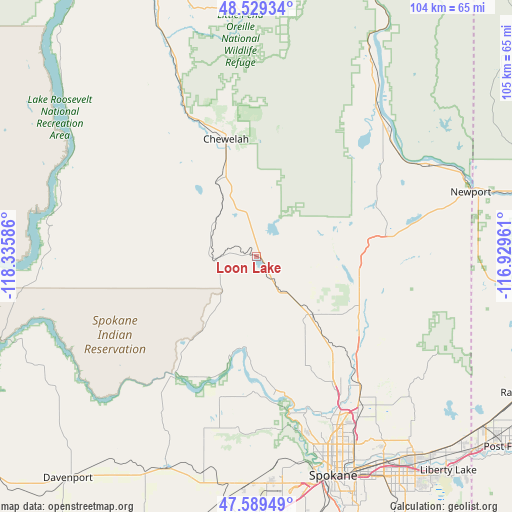 Loon Lake on map