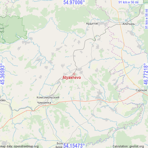 Atyashevo on map