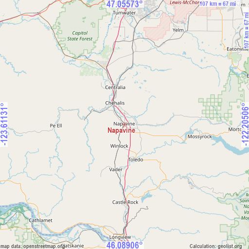 Napavine on map