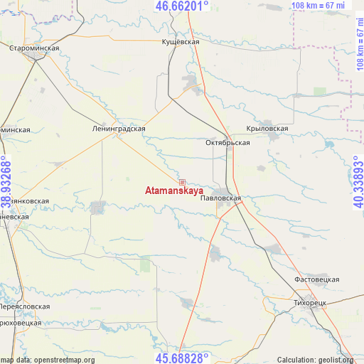Atamanskaya on map