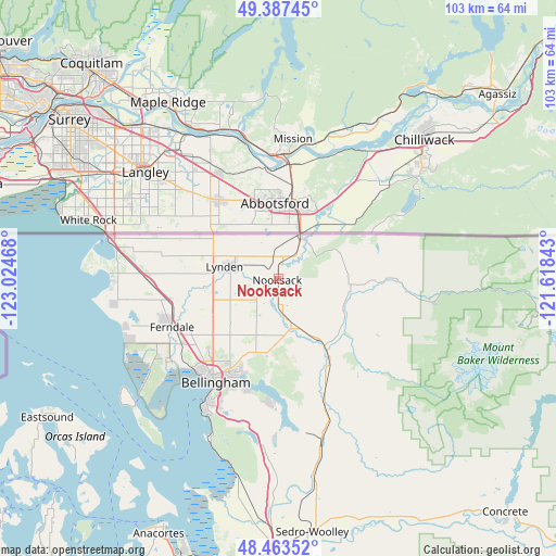 Nooksack on map