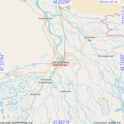 Astrakhan on map