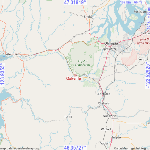 Oakville on map