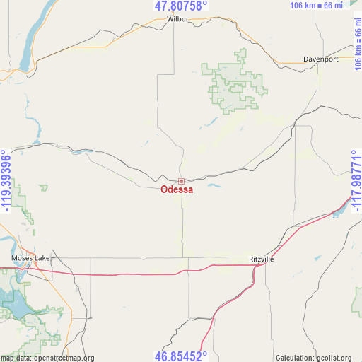 Odessa on map