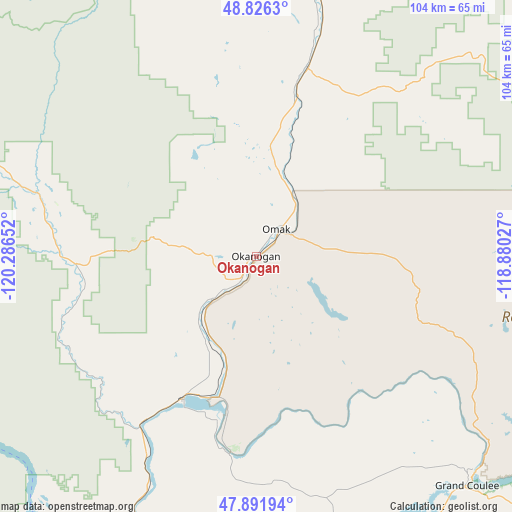 Okanogan on map