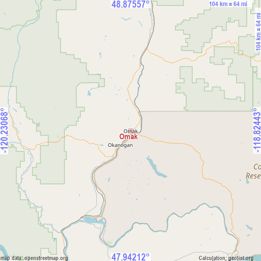 Omak on map