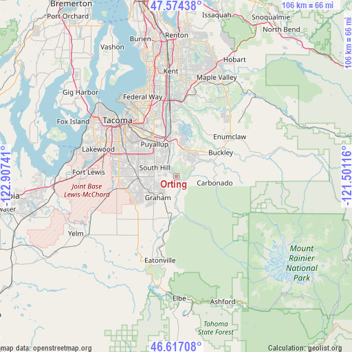 Orting on map