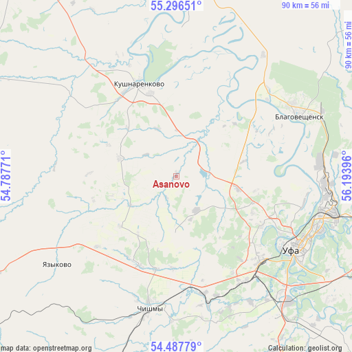 Asanovo on map