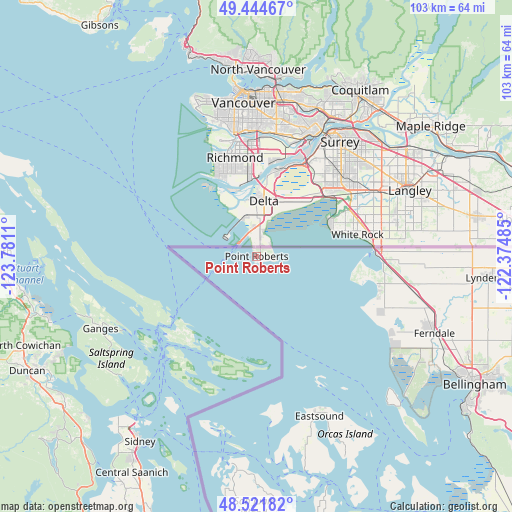 Point Roberts on map