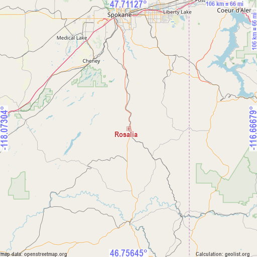 Rosalia on map